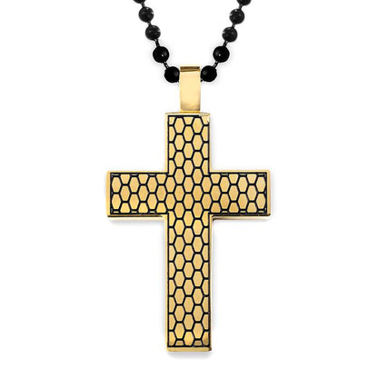 Crucible Gold Plated Geometric Stainless Steel Cross Pendant