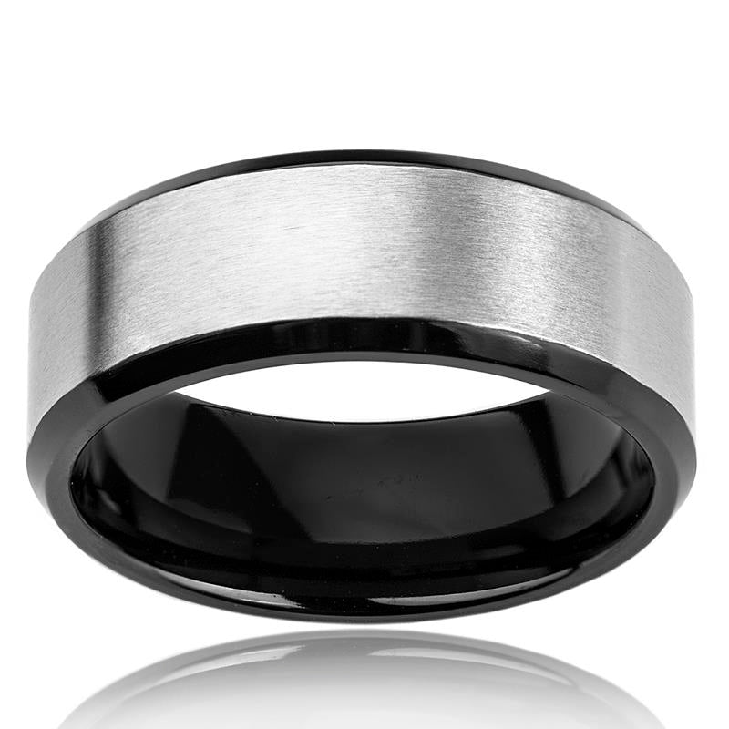 Crucible Black Plated Two Tone Titanium Band Ring (8mm)